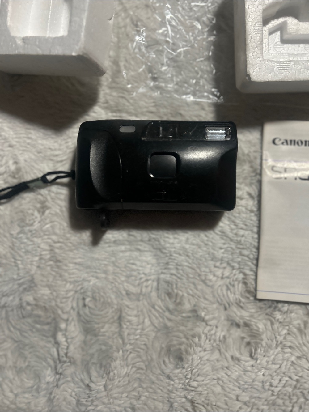 Canon Black Compact Point-and-Shoot Film Camera with Built-In Flash